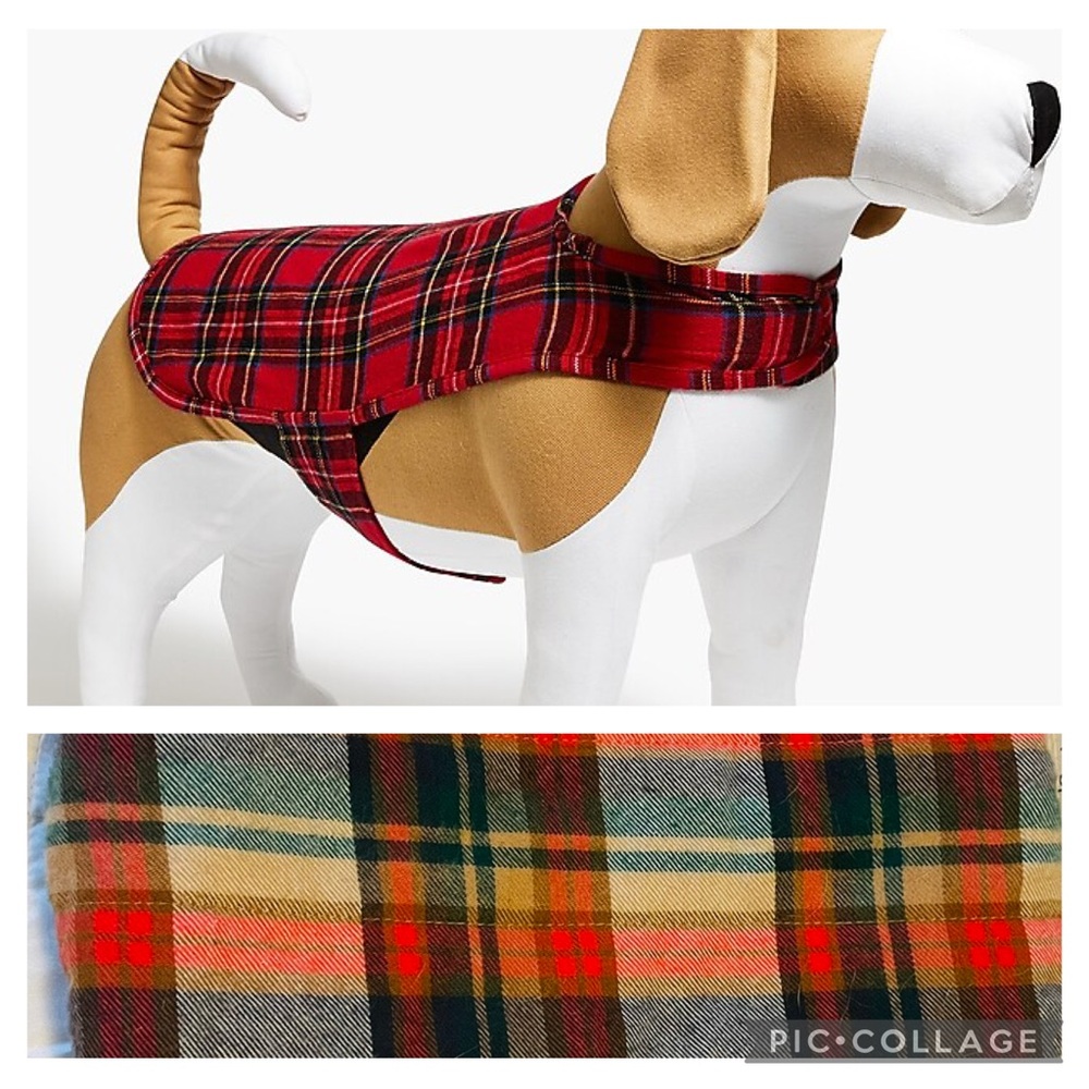J Crew “crewmutts” Plaid Fleece Dog Vest